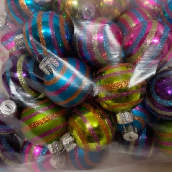 Mini Stripped Ornaments in Assorted Colors – 48 Total - Picture 2 of 2